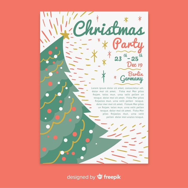 Free Vector Modern Christmas Party Poster Design