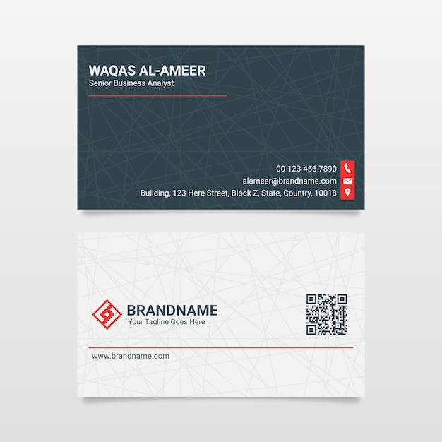 Modern clean black and white business card   template Premium Vector