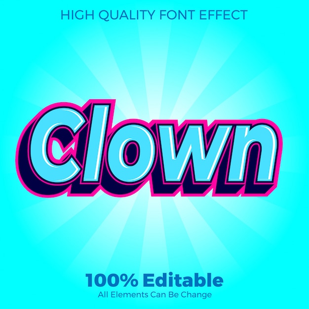 Premium Vector | Modern clown text style editable font effect