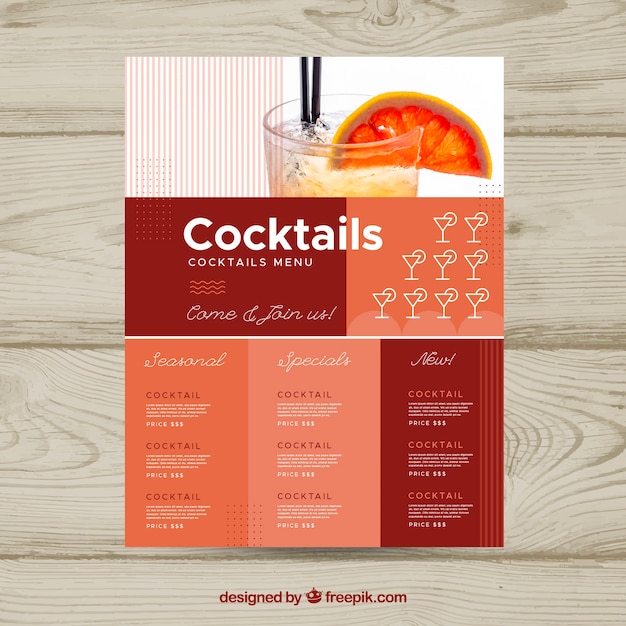 Free Vector | Modern cocktail menu template