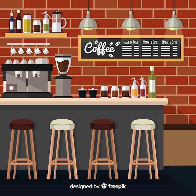 Download Free Vector | Modern coffee shop interior with flat design