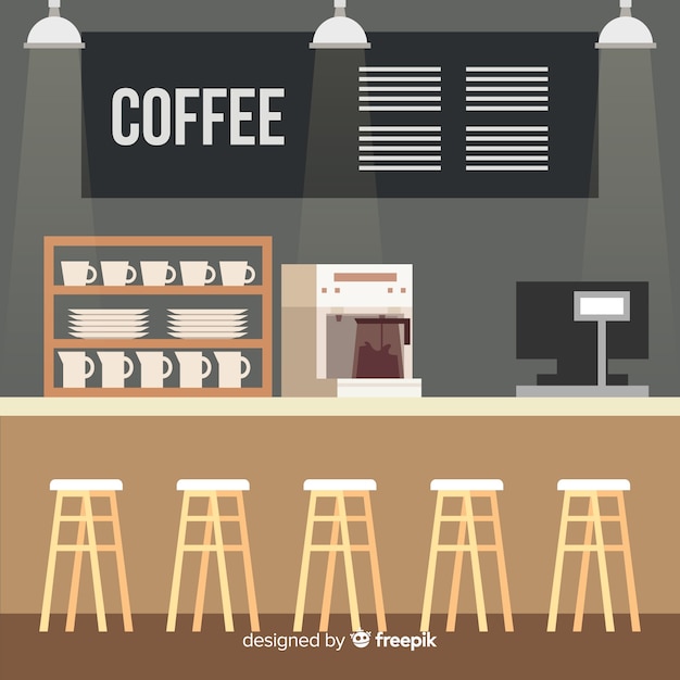 Free Vector | Modern coffee shop interior with flat design