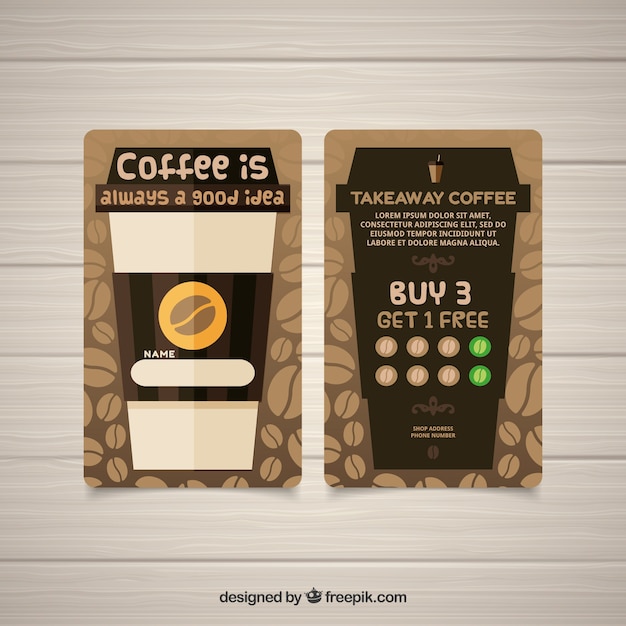 Free Vector Modern Coffee Shop Loyalty Card Template
