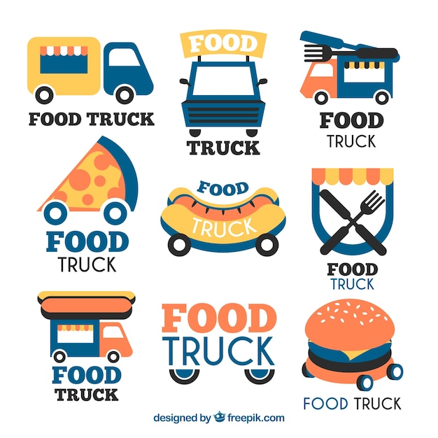 Download Free Modern Collection Of Fun Food Truck Logos Free Vector Use our free logo maker to create a logo and build your brand. Put your logo on business cards, promotional products, or your website for brand visibility.