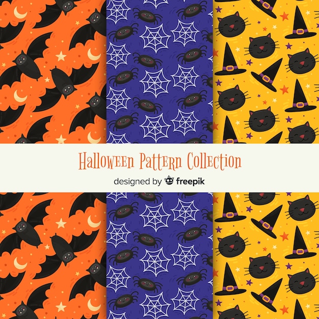 Modern collection of halloween patterns Free Vector