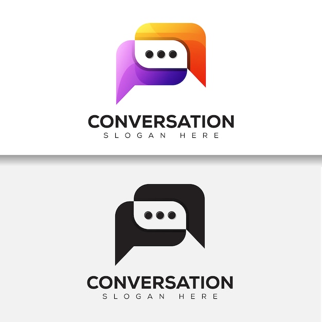 Download Free Modern Color Conversation Logo Communication Logo Chat Logo Design Two Version Premium Vector Use our free logo maker to create a logo and build your brand. Put your logo on business cards, promotional products, or your website for brand visibility.