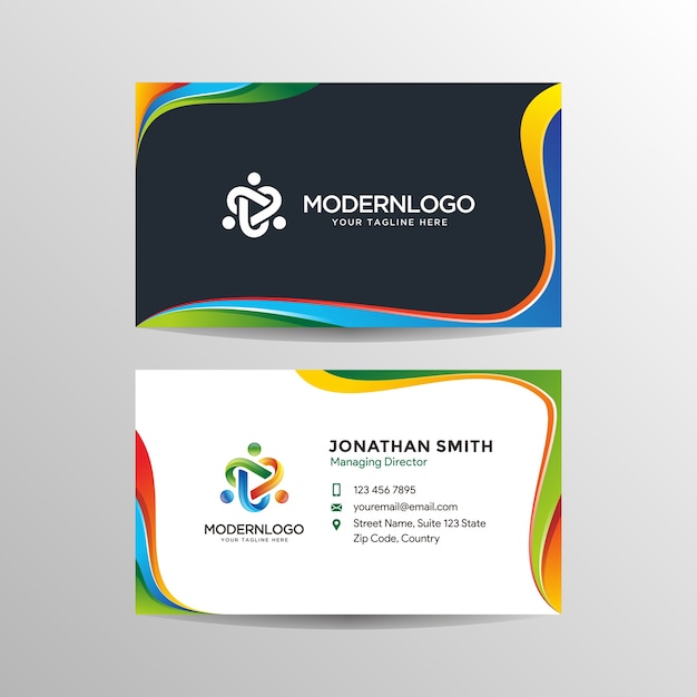 Download Free Modern Colorful Business Card Design With Logo Premium Vector Use our free logo maker to create a logo and build your brand. Put your logo on business cards, promotional products, or your website for brand visibility.
