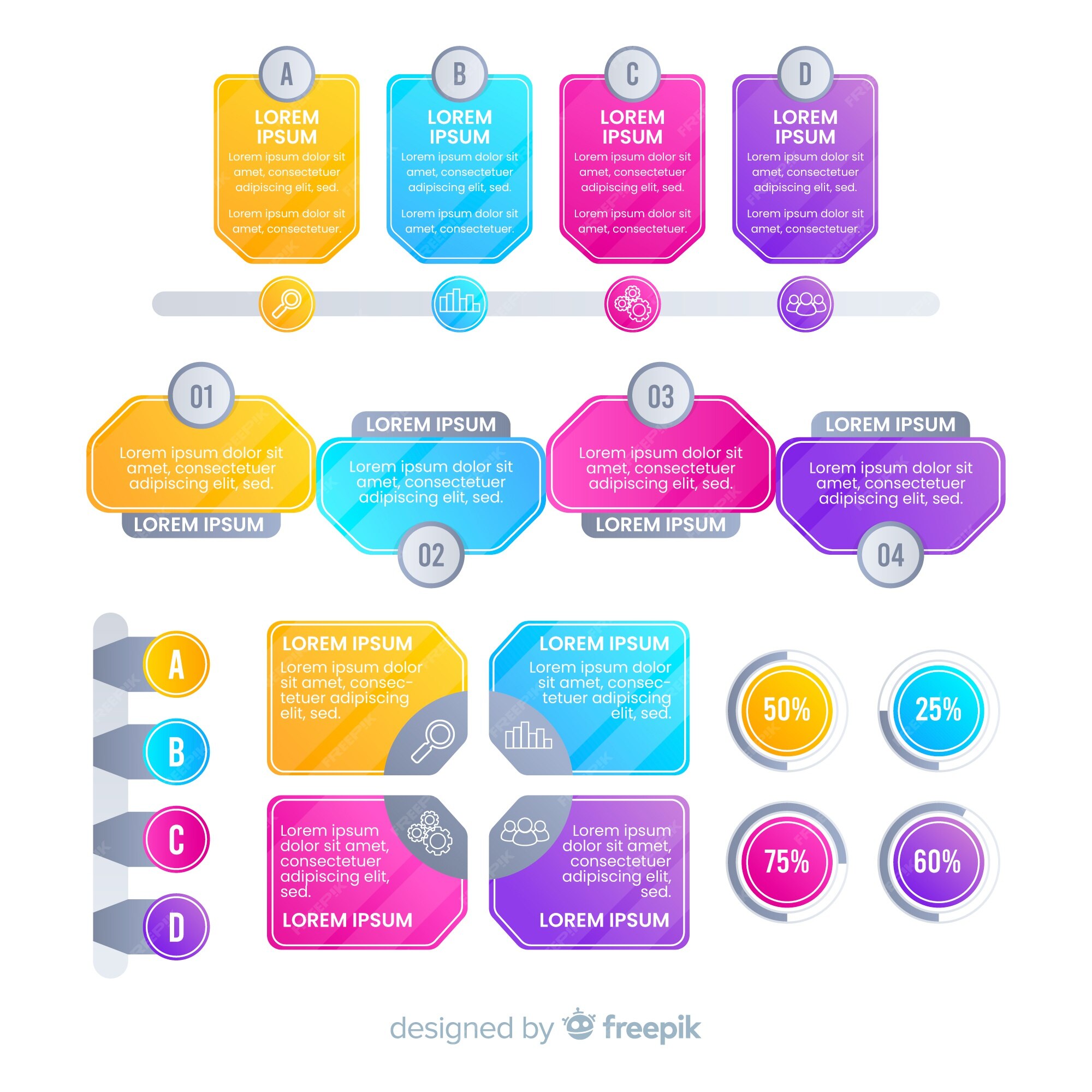 Free Vector | Modern colourful infographics elements