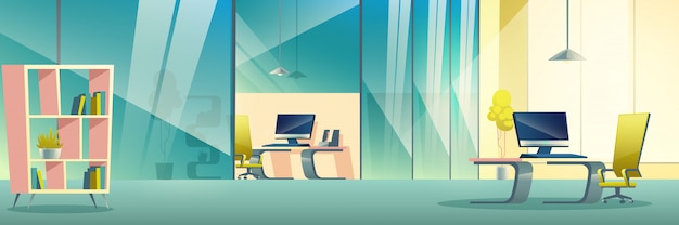 Modern Company Office Cartoon Interior Vector Free Download