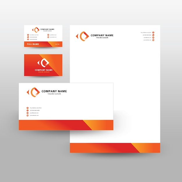 Premium Vector Modern Corporate Orange Stationery Set Design