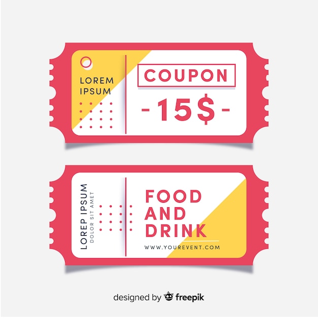 Modern coupon template with flat design Free Vector