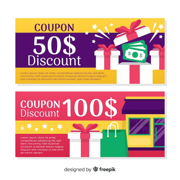 Free Vector Modern coupon or voucher template