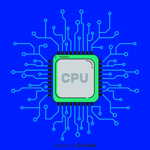 Modern cpu background with linear style Free Vector
