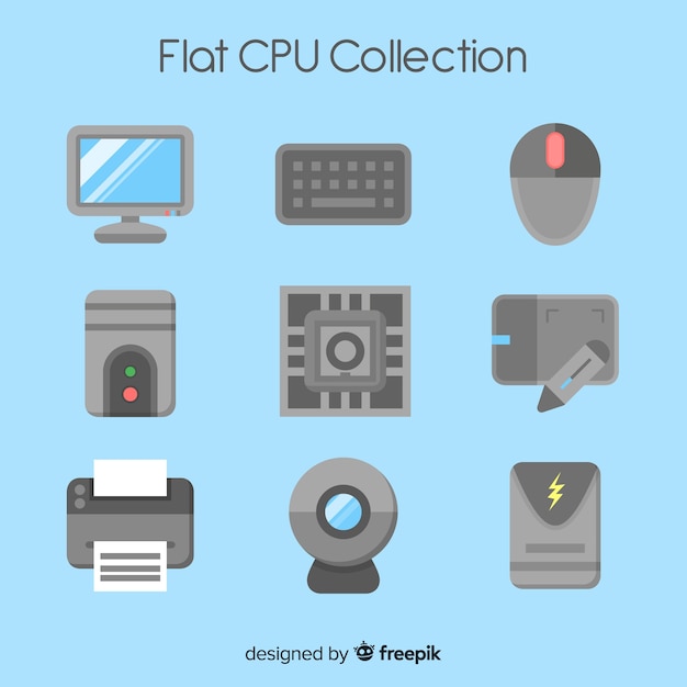 Free Vector Modern Cpu Collection With Flat Design