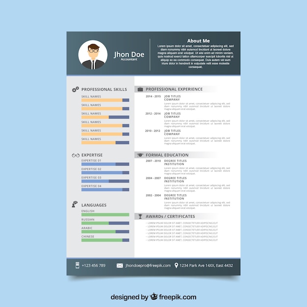 Free Vector | Modern curriculum template with flat design