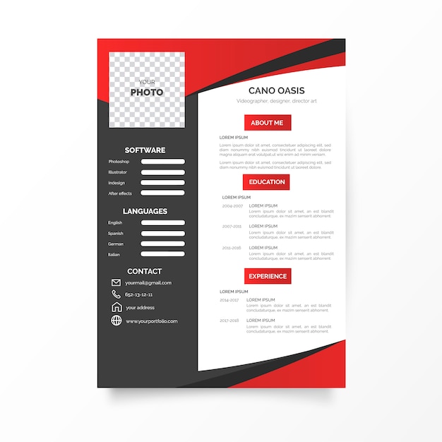 Modern Curriculum Vitae With Abstract Shapes Vector Free Download