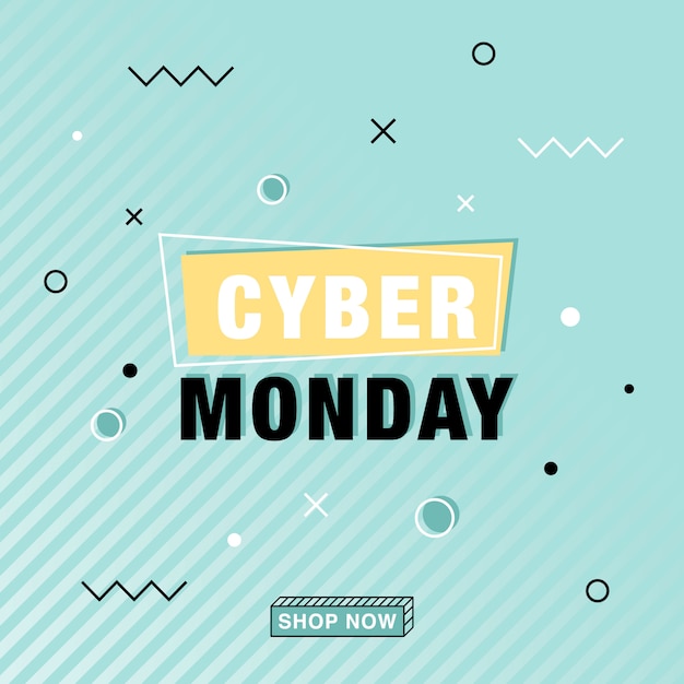 Premium Vector | Modern cyber monday vector banner in memphis style