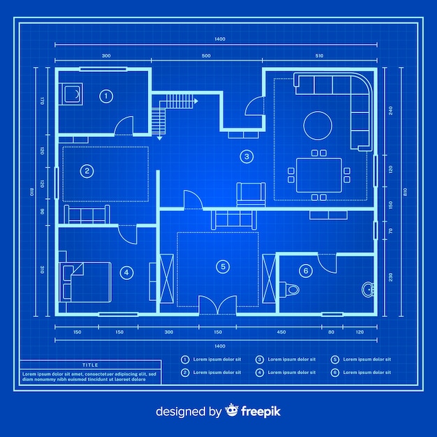 Free Vector Modern design blueprint of a house