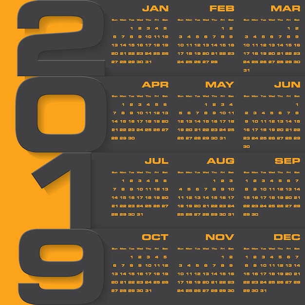 Premium Vector | Modern design calendar 2019