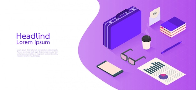 Modern design isometric concept business. infographic elements. vector illustration. Premium Vector