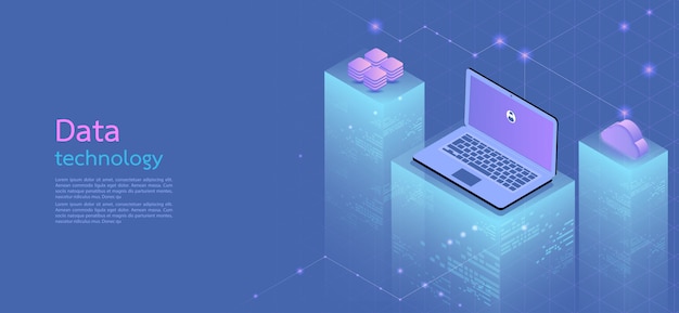 Modern design isometric concept business.smartphone on blue background and infographic elements. 3d isometric flat design. vector illustration. Premium Vector