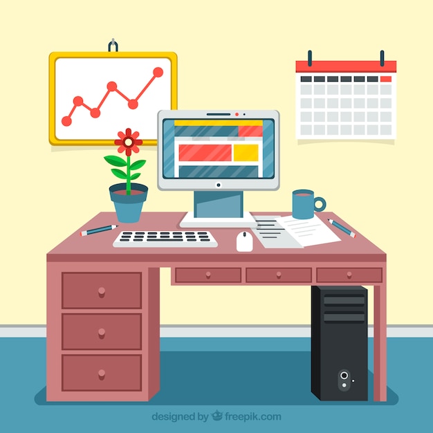 Free Vector | Modern desk with original style