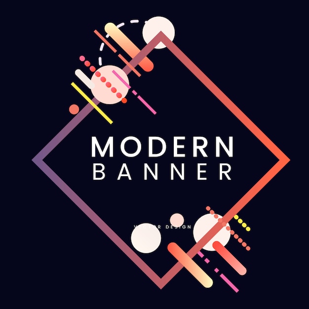 Modern diamond banner in colorful frame illustration Free Vector Modern diamond banner in colorful frame illustration Free Vector