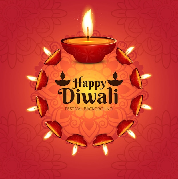 Premium Vector | Modern diwali background with many candles