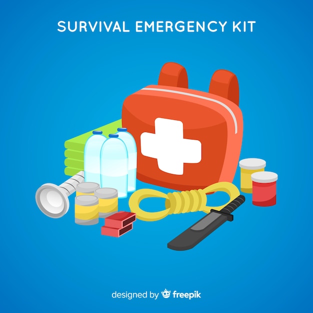 Free Vector | Modern emergency survival kit in flat style