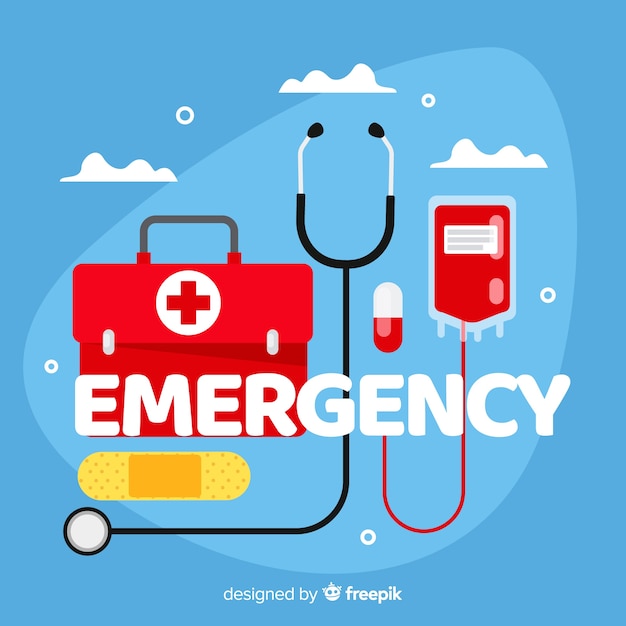 Modern emergency word concept with flat design Free Vector