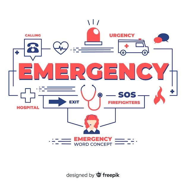 Modern emergency word concept with flat design Free Vector