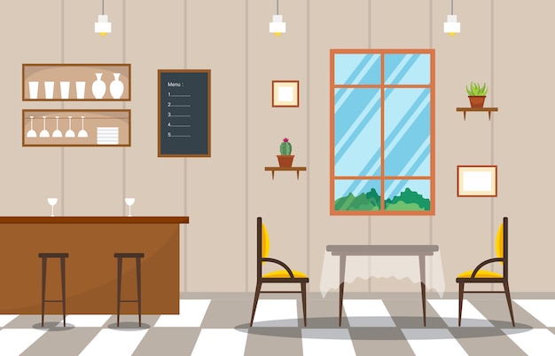 Premium Vector | Modern empty cafe restaurant