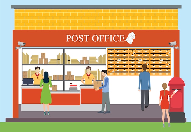 Premium Vector Modern Exterior And Interior Of Post Office Building premium-vector-modern-exterior-and-interior-of-post-office-building