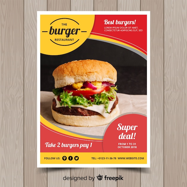 Modern fast food restaurant flyer template Vector | Free Download