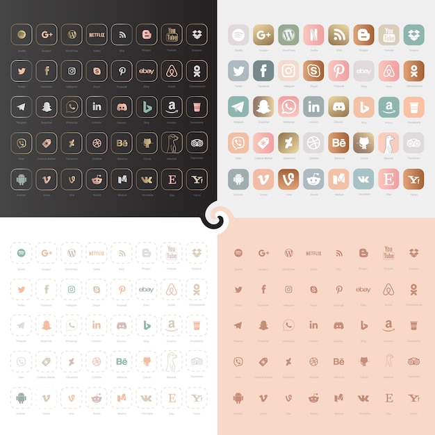 Download Free Modern Feminine Social Media Icon Sets Premium Vector Use our free logo maker to create a logo and build your brand. Put your logo on business cards, promotional products, or your website for brand visibility.