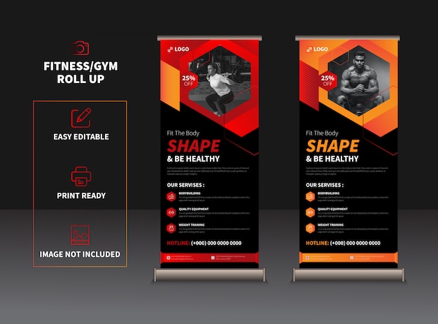 Download Free Modern Fitness Gym Rollup Template Premium Vector Use our free logo maker to create a logo and build your brand. Put your logo on business cards, promotional products, or your website for brand visibility.