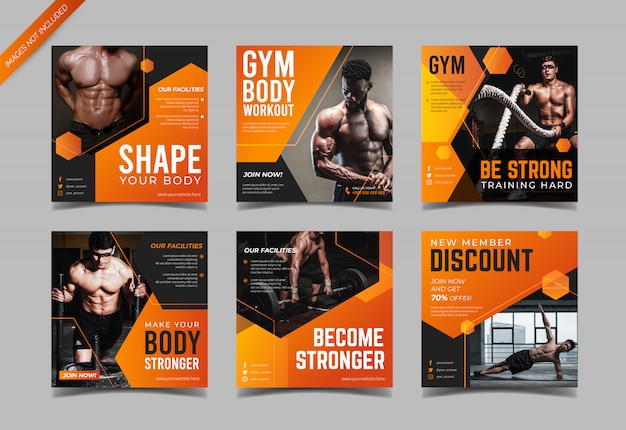 Modern Fitness And Gym Social Media Post Template 