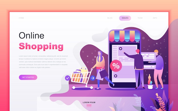 Premium Vector | Modern flat cartoon of shopping and e-commerce