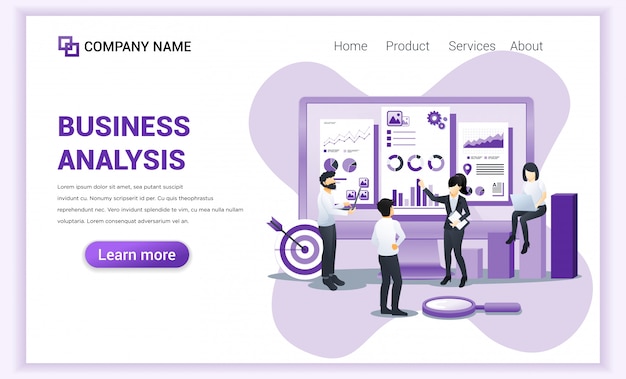 Modern flat design concept of business analysis with characters. auditing, financial consulting. Premium Vector