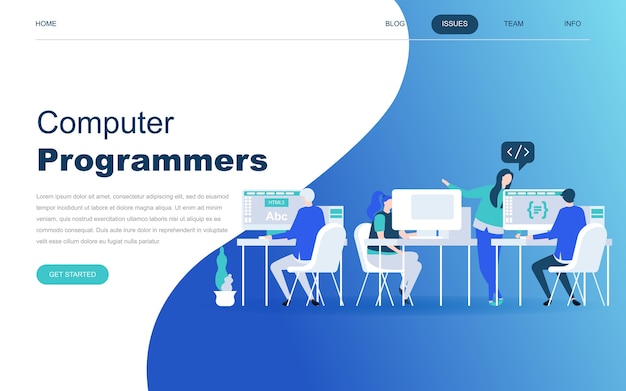 Modern flat design concept of computer programmers Premium Vector