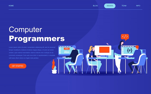 Modern flat design concept of computer programmers Premium Vector