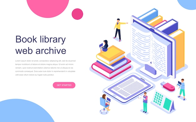 Download Modern flat design isometric concept of book library ...