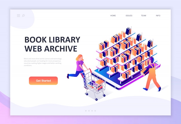 Download Modern flat design isometric concept of book library ...