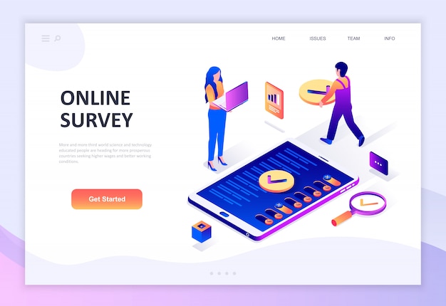 Modern flat design isometric concept of online survey Premium Vector