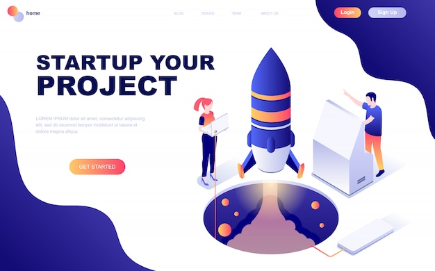 Modern flat design isometric concept of startup your project Premium Vector