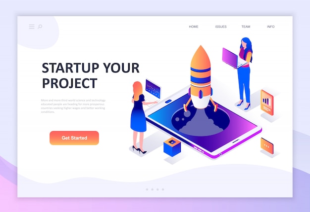 Modern flat design isometric concept of startup your project Premium Vector
