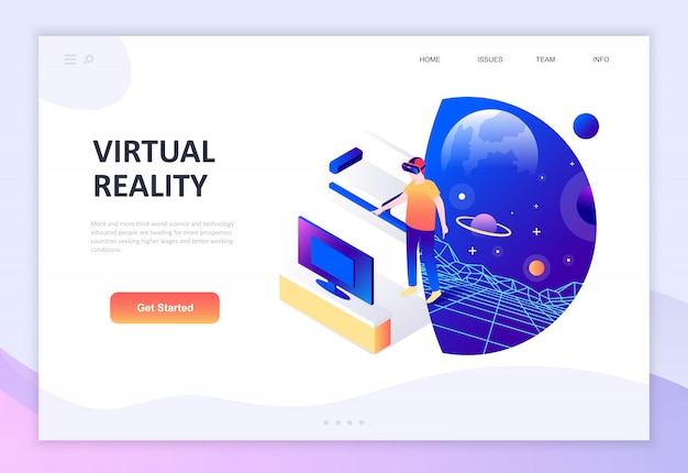 Modern flat design isometric concept of virtual augmented reality Premium Vector