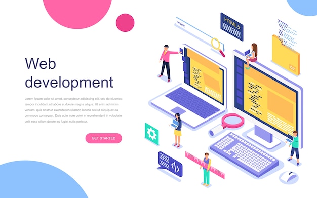 Modern flat design isometric concept of web development Premium Vector