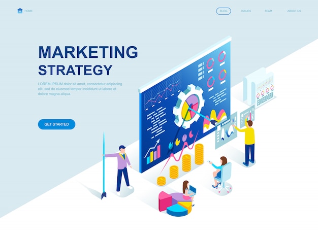 Modern flat design isometric landing page Premium Vector