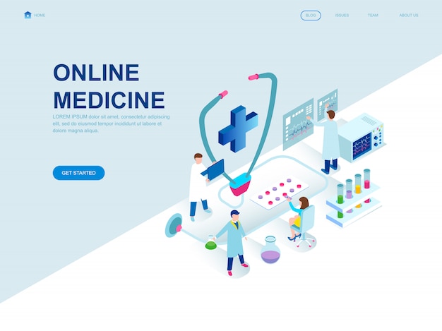 Modern flat design isometric landing page Premium Vector